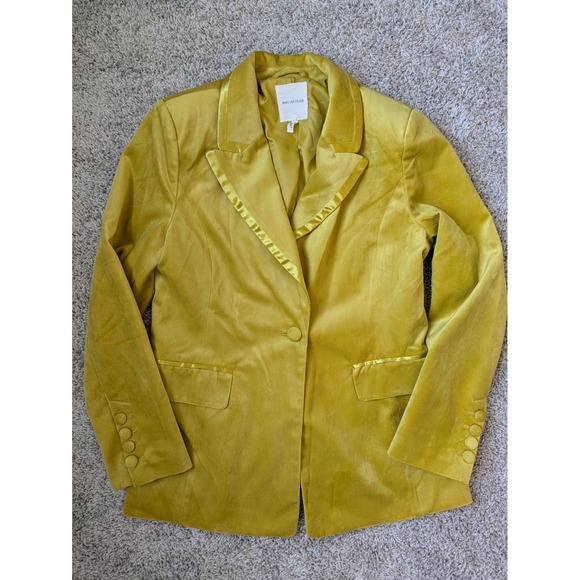 Anthropologie Jackets & Blazers - Avec Les Filles Faux‎ Suede Satin Trim Tuxedo Jacket Blazer Gold Holiday Size S